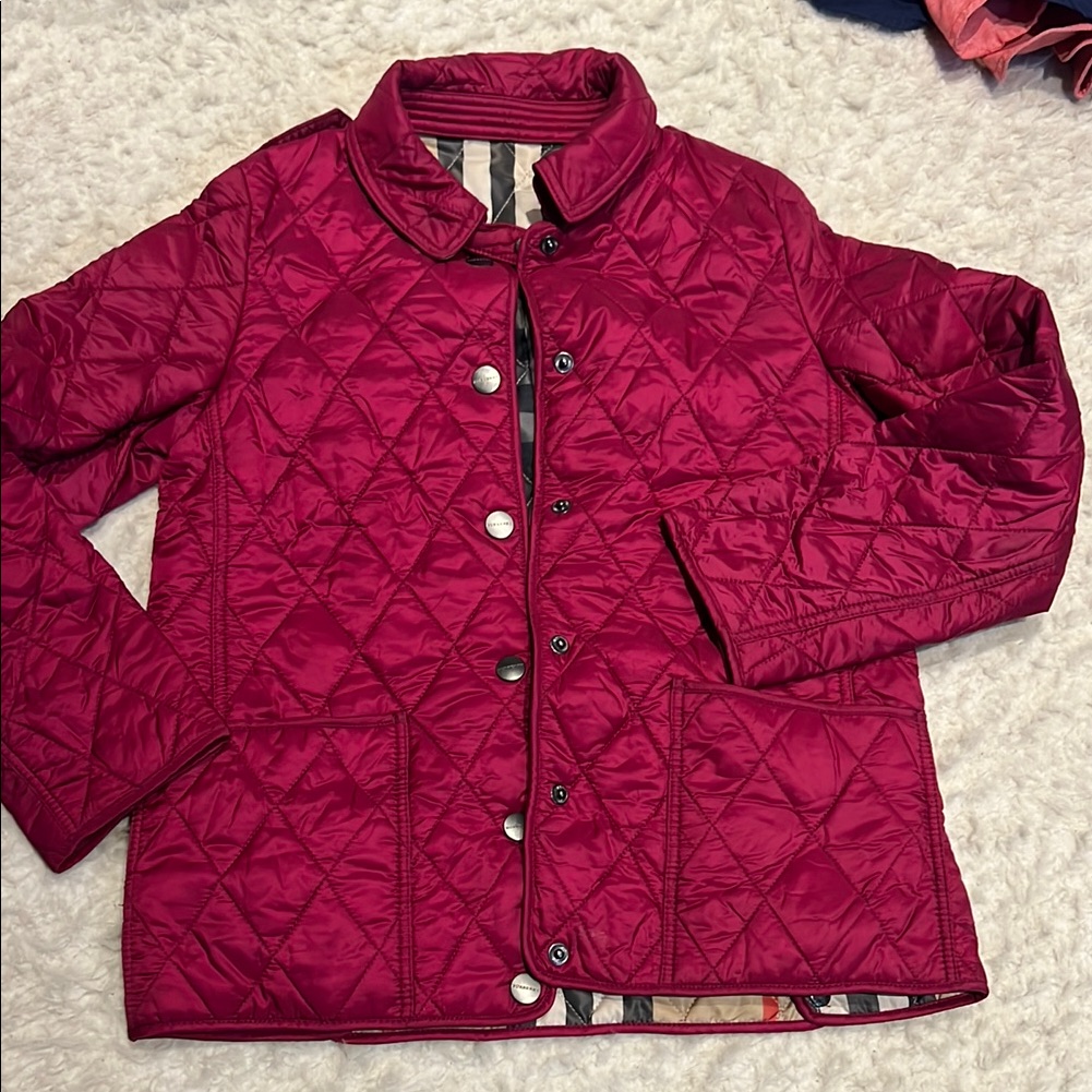 Burberry Quilted Kids Jacket In Burgundy